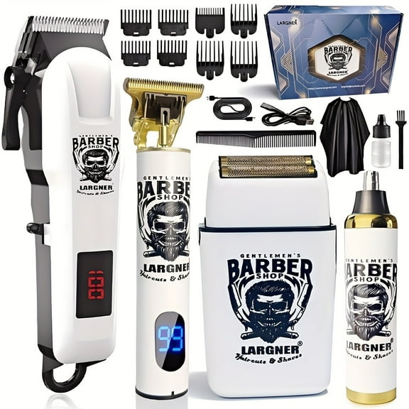 LARGNER Men's Hair Clipper Professional Edition, Beard Trimming Set, Electric Shaver, Hair Clipper and Trimmer with Ceramic T-Blade, Suitable for Barbers, Great Gift, Facial Hair Trimming,