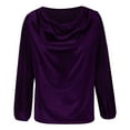 thumbnail image 3 of Breezora Ladies Gold Deep V Neck Long Sleeve T-Shirt Top Casual Fall Winter Soft Stretch Daily Wear Blouse XXXL Size Purple, 3 of 5