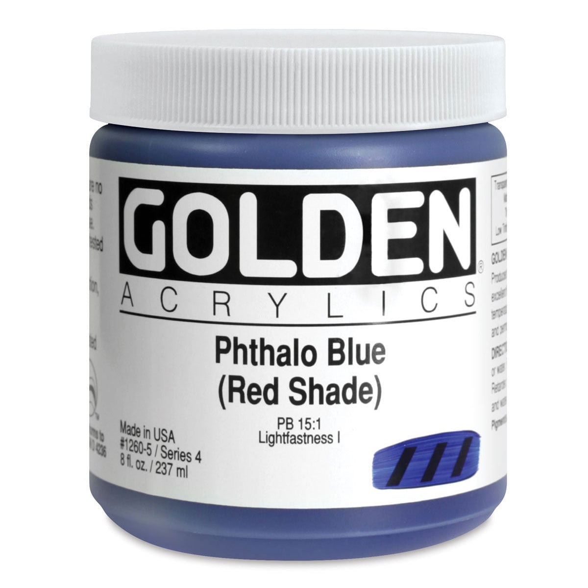 Golden Heavy Body Artist Acrylics - Phthalo Blue (Red Shade), 8 oz Jar