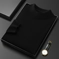 thumbnail image 4 of SERTG Men's Fashion High Neck Sweater Fall Winter Casual Solid Color Thermal Warm Knitted Pullover Top Men's Sweaters(Black,4XL), 4 of 5