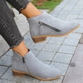 thumbnail image 3 of Rokment Dress Ankle Boots for Women Trendy Fall Winter Suede Pointed Toe Chunky Low Heel Women's Short Booties with Side Zipper Grey Size 7.5, 3 of 6