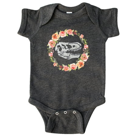 

Inktastic Tyrannosaurus Rex Skull with Colorful Flowers Gift Baby Boy or Baby Girl Bodysuit