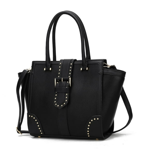 MKF Collection Ilana Women's Studded Vegan Leather Satchel Crossbody Handbag by Mia K. - Black