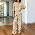 thumbnail image 4 of HAiming Plus Size 2 Piece Sets for Women Polka Dot Long Sleeve Tops Wide Leg Pants with Pockets Loose Lounge Sets, 4 of 6