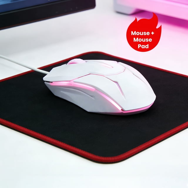 2-in-1 Gaming and Pad Set | Ergonomic Design, LED Light, USB Connected, Lightweight and Portable, Durable Plastic Body, Suitable for PC, Laptops, Desktops, Ideal Gift