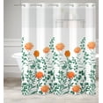 thumbnail image 6 of Mizhona Shower Curtain with Snap in Liner,Orange Floral No Hook Fabric Bath Curtain,71"x74", 6 of 8