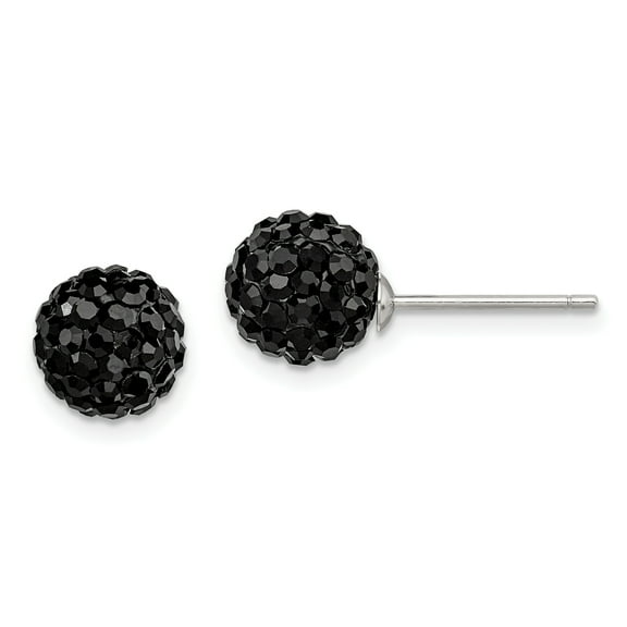 Primal Silver Sterling Silver 8mm Black Czech Crystal Post Earrings
