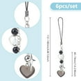 thumbnail image 2 of 6 Pcs Punk Phone Charms Black Acrylic Heart Moon Key Star Bow Phone Charms Straps Phone Case Charms String Acrylic Bead Mobile Straps Accessories Decoration, 2 of 7