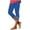 Blue, variant on SwiftWear Women's High-Waisted Crystal Capri Pants - Sparkle Butterfly Detail Leggings, Solid Color Stretch Summer Pants S-3XL