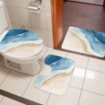 thumbnail image 5 of Blue Brown Bathroom Rugs Set Waves Watercolor Gradient Abstract Beach Non Slip Absorbent Soft Bath Mats 3 Piece Set with Bathroom Rug, U-Shaped Floor Mat, Toilet Seat Cover Large Size, 5 of 9