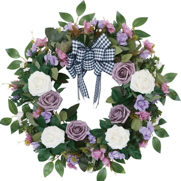 Guirnalda de rosas artificiales Adorno Simución Primavera Verano Puerta de entrada Colgante colorido Guirnalda para Acción Púrpura Sunnimix guirnaldas de la puerta