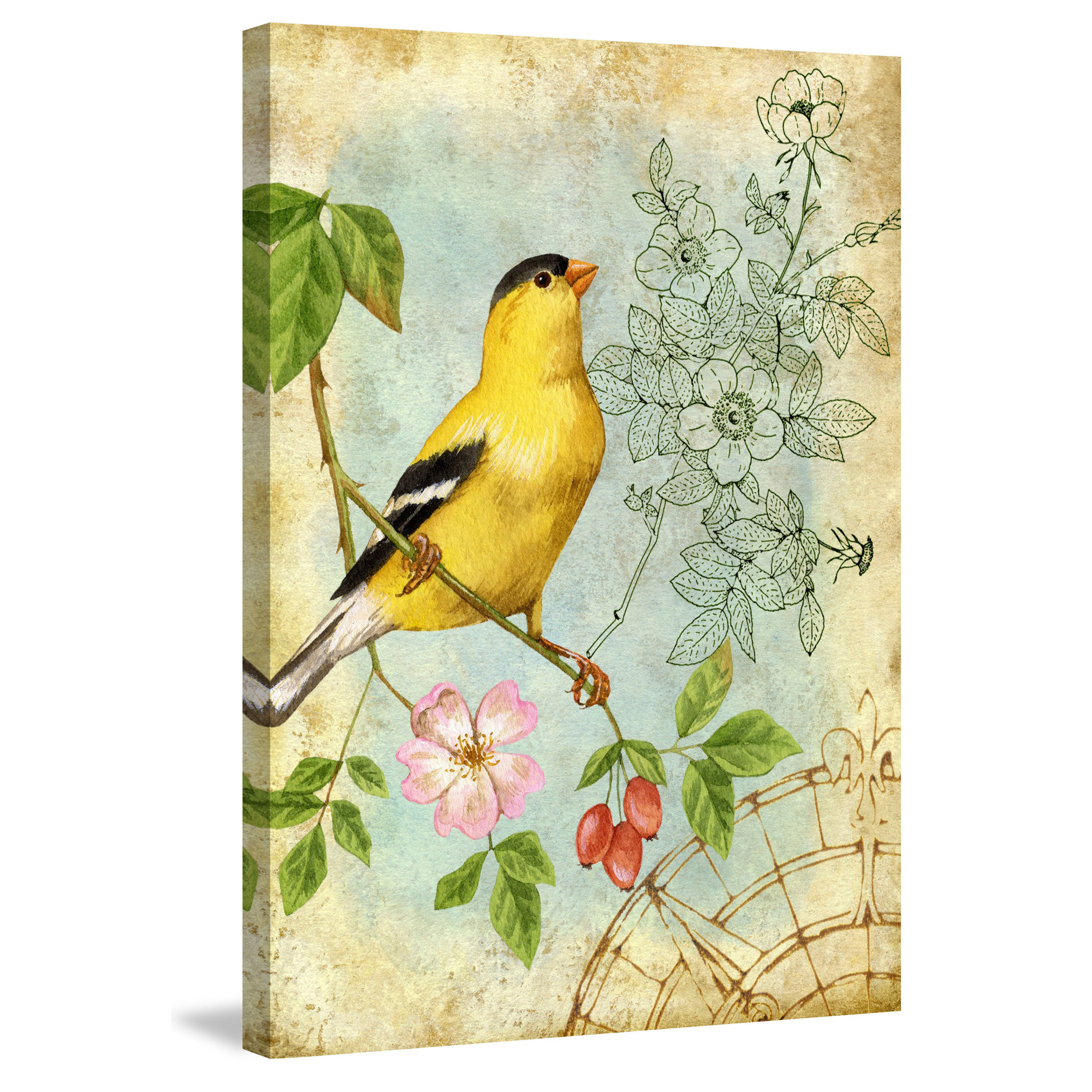 Marmont Hill "Yellow Songbird" Painting Print on Wrapped Canvas