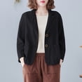 thumbnail image 5 of Fall Spring Suit Coat Turn-down Collar Loose Long Sleeves Pure Color Double Buttons Cardigan Casual Daily Wear Jacket, 5 of 8