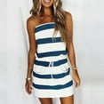 thumbnail image 2 of OAVQHLG3B Women Summer Casual Mini Dresses Sleeveless Spaghetti Straps Sundress Stripe Short Dress with Belt and Pocket, 2 of 5