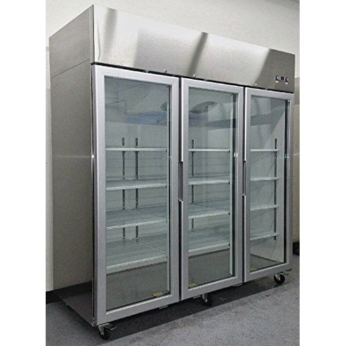 MCF-8606 with LED lighting Stainless Steel 78 3 Door Glass Front Refrigerator Fridge Commercial Merchandiser