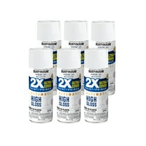 6 Pack, White Rust-Oleum American Accents 2X Ultra Cover Hi-Gloss Spray Paint-328373, 12 oz