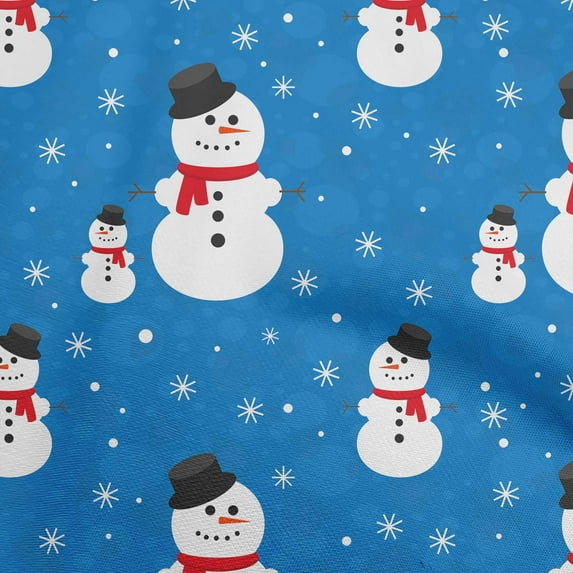 oneOone Georgette Viscose Medium Blue Fabric Merry Christmas Fabric For Sewing Printed Craft Fabric By The Yard 42 Inch Wide