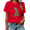 1-Red, variant on UNISHE Women's Navy Blue Sitting Leopard Looking Back Graphic Short Sleeve T-Shirt Cotton Crewneck Top