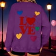 thumbnail image 3 of Womens Valentines Sweatshirt Oversized Long Sleeve Heart Love Shirts Crewneck Cute Pullover Sweater Tops, M Purple, 3 of 7