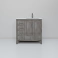 thumbnail image 4 of Jacques 36 in. W Right Offset Distressed Grey Bath Vanity, White Quartz Top, & Faucet Set, 4 of 9