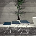 thumbnail image 2 of Empire Art Direct  Black on Blue Metallic Shagreen Exotic Leather Nesting Z Base Tables with Stainless Steel Legs - Set of 3, 2 of 2