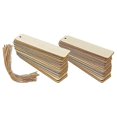 thumbnail image 1 of 100pcs Wooden Diy Bookmark Blank Bookmarks With Ropes Wooden Book Markers Rectangle Thin Hanging Ta, 1 of 5