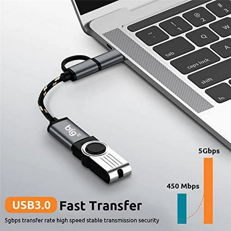 USB C to USB 3.0 A Female (2 Pack) OTG Adapter Compatible with PC  Tablet/Thumb drives for FULL USB Braided Thunderbolt 3 On The Go Cable