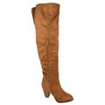 thumbnail image 3 of Forever Women Block Stacked High Heel Over the knee Thigh High Boots Side Zipper Back Lace Tassel Accent CAMILA-57 Light Brown Tan Suede 6.5, 3 of 4