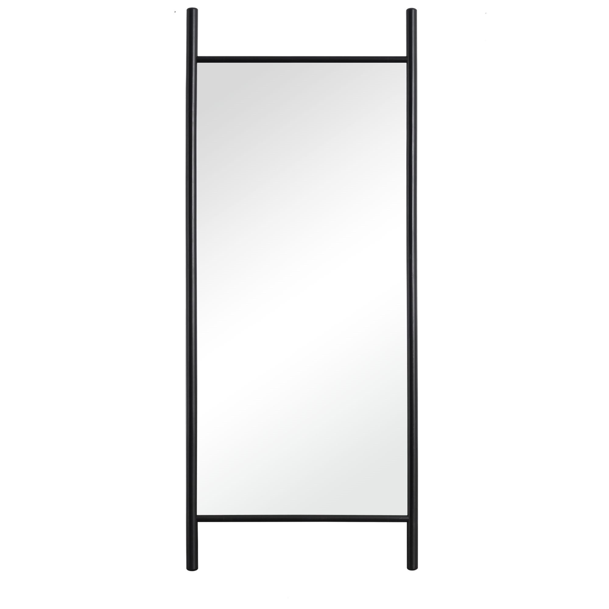 71"x31" Large Wood Ladder Floor Mirror Full Length Mirror,Black