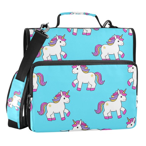 ALAZA Zipper Binder Unicorn Cute 3 Ring Trapper Keeper File Folder Organizer Bag