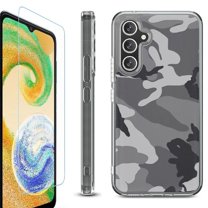 OneToughShield ® Compatible with Samsung Galaxy A15 5G, Shockproof Bumper Phone Case, with Tempered Glass Screen Protector - Camo B/W