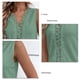 thumbnail image 5 of Camisa sin mangas de encaje Blusa Color liso Escote en V Blusa hueca para mujer Dama Citas Verano Verde XL, 5 of 6