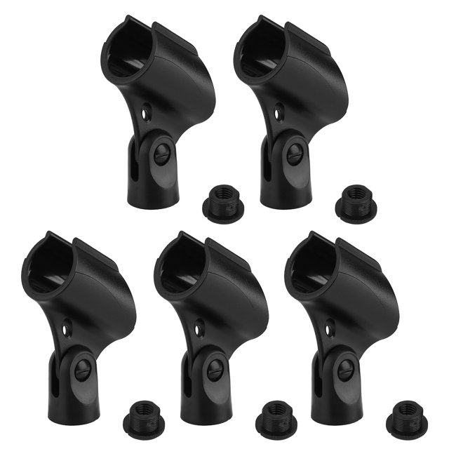 EeaseCA 5PCS Microphone Clip Holder with Plastic Adapters Microphone Clips Simple Practical Plastic Microphone Holder (Black)