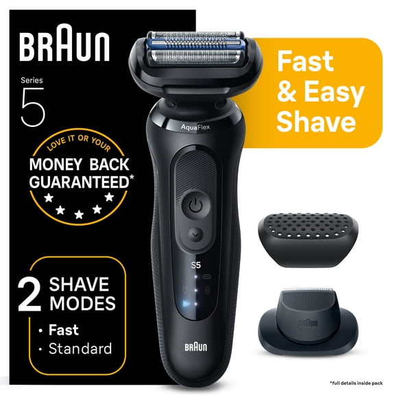 Braun Beard Shaver Series 5 for Men, with 3 AquaFlex Blades, SkinGentle Foil, Black​