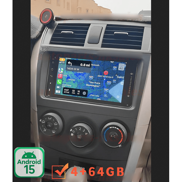 4+64GB Car Stereo For Toyota Corolla 2007 2008 2009 2010 2011, 7" Android 15 Radio with Wireless CarPlay & Android Auto, Includes Backup Camera