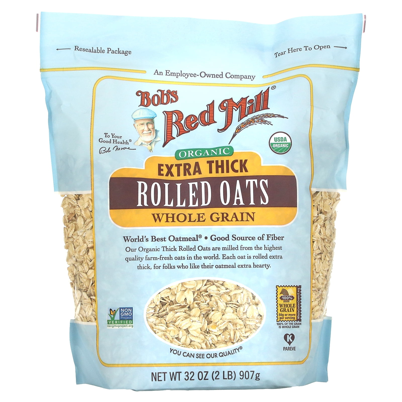 (5 pack) Bob's Red Mill, Extra Thick Rolled Oats, Organic, 32 oz