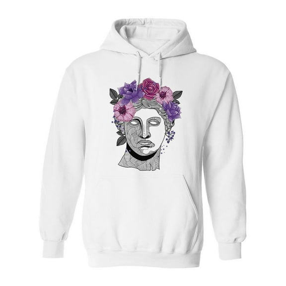 Sculpture With Purple Flowers Hoodie Men -Image by Shutterstock, Male XX-Large