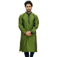 thumbnail image 2 of Atasi Men's Designer Long Kurta Green Casual Bollywood Ethnic Shirt-X-Large, 2 of 7