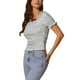 thumbnail image 4 of INSPIRAR CHIC Blusa Cortada de Manga Corta con Fruncido y Estampado Floral Verde M, 4 of 5