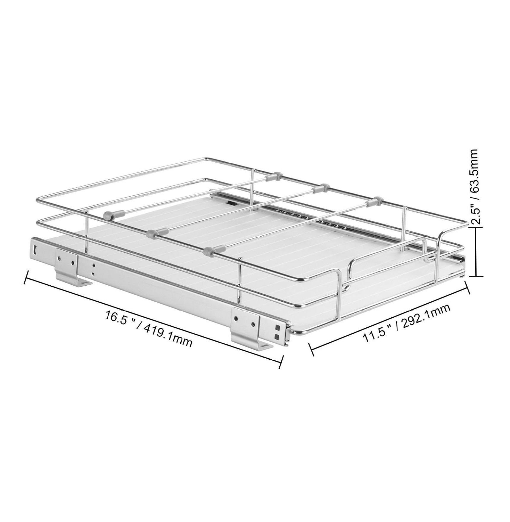 Pull Out Cabinet Organizer, 12.5"x16.5" Slide Out Pantry Shelves, Heavy Duty Steel Drawers for Kitchen, Under Sink Storage, 14" Install Size