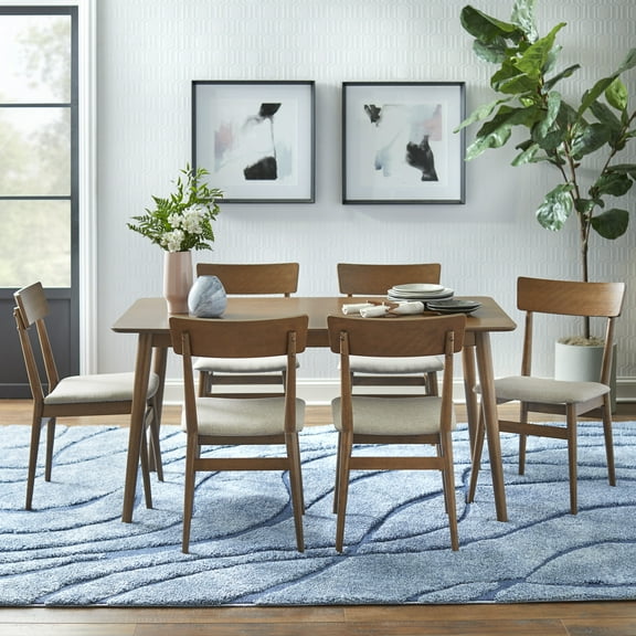 TMS Newington Mid- Century 7 Piece Dining Room Set, Mocha