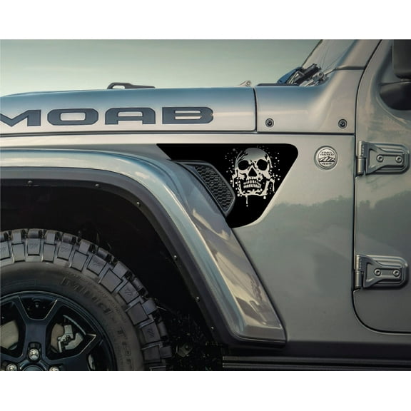 AnyStickerYouWant - Wicked Skull Splash Fender Vent Vinyl Decal Sticker Fits & Compatible with Jeep Wrangler JL/Jeep Gladiator JT 2018  Rare Wicked Skull Splash Print