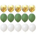 thumbnail image 3 of Kit de 15/20 globos de 10 pulgadas, estilo retro, verde, blanco y dorado, para cumpleaños, bodas, aniversarios, fiestas de verano en la jungla, decoración para el hogar, 3 of 5