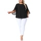 thumbnail image 2 of Blusas de verano casuales de gasa para mujer de tallas grandes Agnes Orinda, con cuello redondo y mangas 3/4, color negro, talla 2X, 2 of 6