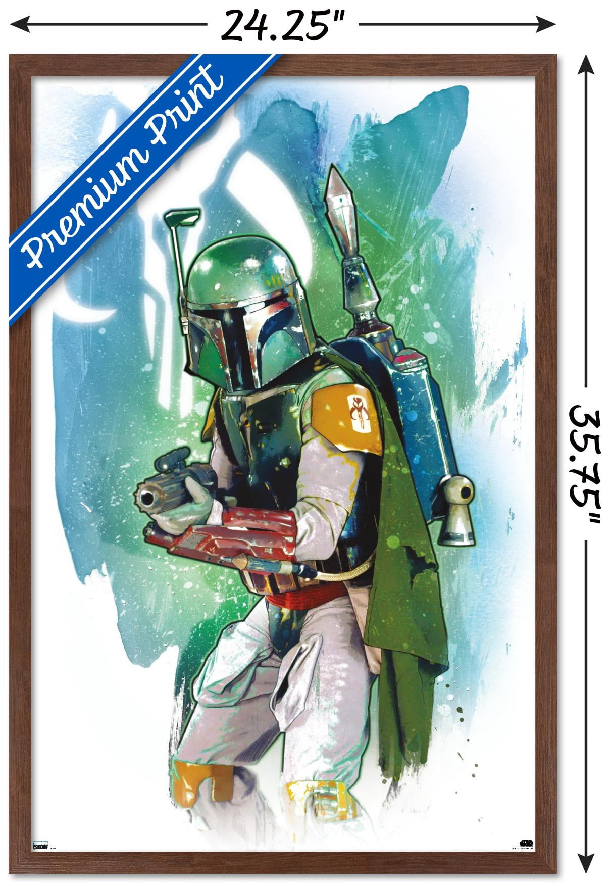 Star Wars: Saga - Boba Fett - Water Color Wall Poster, 22.375" x 34", Framed