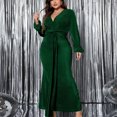 thumbnail image 5 of Women's Dresses Summer Maxi Plus Size Dressy Fashionable Casual Plus Size Long Sleeved V-neck Long Skirt Dress, 5 of 7