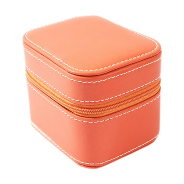 Caja de reloj individual, caja de reloj de pulsera portátil de cuero PU, regalo elegante, práctico cierre de cremallera para hombres, Estuche de Viaje Naranja