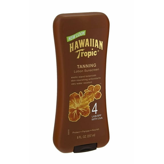 Hawaiian Tropic Sunscreen Lotion Protects Skin Pamper Nourishing  Spf 4, 8 oz