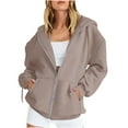 thumbnail image 2 of hotojiny Women's Fleece Jacket Plus Size Full Zip Athletic Hoodies Long Sleeve Fall Sweatshirts Casual Hooded Outerwear S-5Xl, 2 of 7