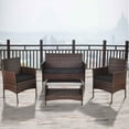 thumbnail image 3 of Costway 4pcs Patio Rattan Furniture Set Outdoor  Garden Table Chair Shelf W/ Cushions, 3 of 9